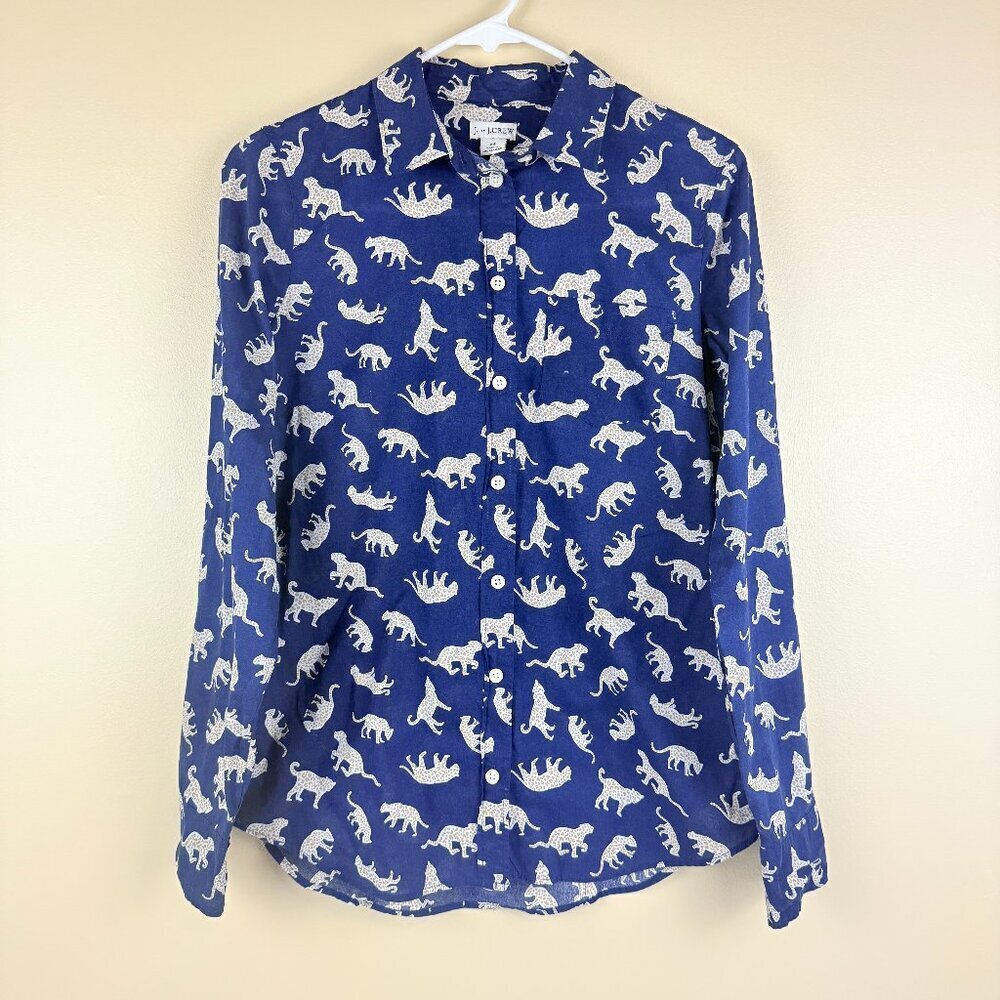 J.Crew Cheetah Print 100% Cotton Button-Down Shirt XS